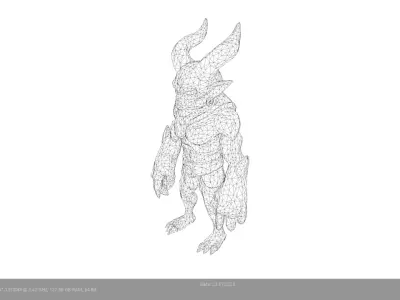 Low Poly Stylized Blue Demon Warrior Low-poly 3D model