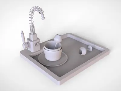 faucet kitchen sink 3D model