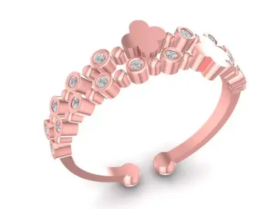 Elegant Open Heart Diamond Womens Ring 3D Jewelry Model  1546 3D print model