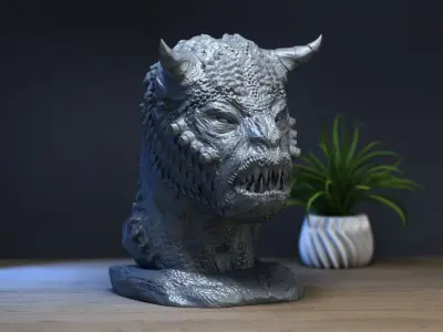 Demon creature Headphone Stand  Cyborg Headset Stand 3D print model