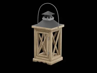 Wooden Light Holder Low-poly 3D model