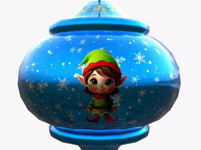Charming Elf Holiday Blue Bauble 3D Model Subdivision Ready  PBR Low-poly 3D model
