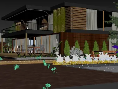 Modern House Garden Landscape Design Realistic Render - 2022 3D model