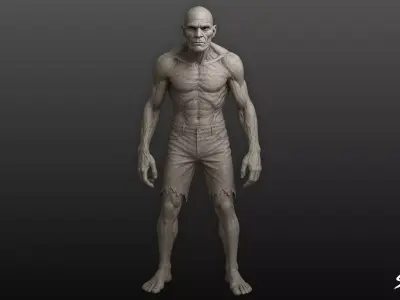 Zombie Statue Stand Pose Low-poly 3D model