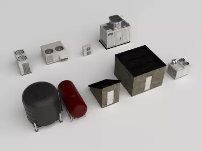 Industrial Rooftop Equipment    Urban Infrastructure Pack    Low-poly 3D model