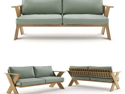 Valente Outdoor 3 Seater Sofa 3D model