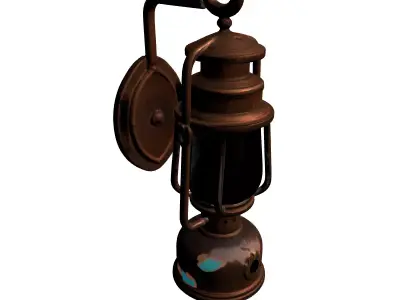 Rustic Vintage Outdoor Wall Lantern Low-poly 3D model