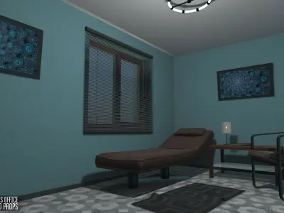 Psychologist office - interior and props Low-poly 3D model