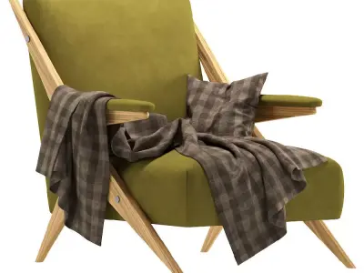 Italian Modernist Lounge Chairs Velvet 1960s 3D model