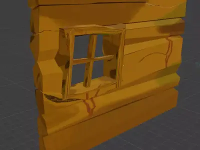  cartooney wooden wall with window Low-poly 3D model