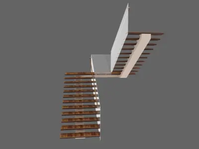 Modern wooden stair 3D model
