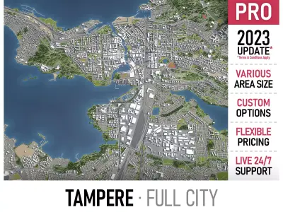 Tampere - 3D City Model Low-poly 3D model