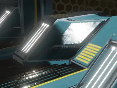 sci-fi corridor PBR ready to render 3D model