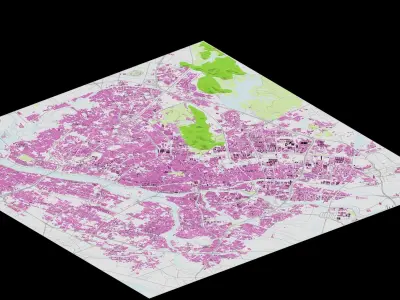 Donguan City urban planning maquett  building Terrain  3D model