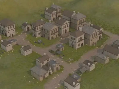 Medieval Village In A Landscape 3D model
