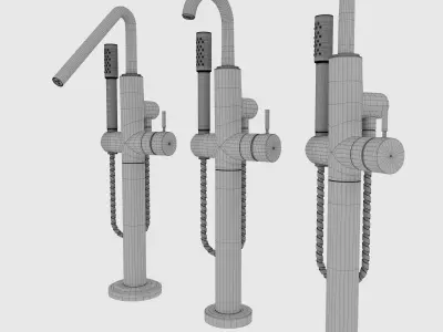 Set Faucet three bathroom faucets - three bathroom faucets 3D model