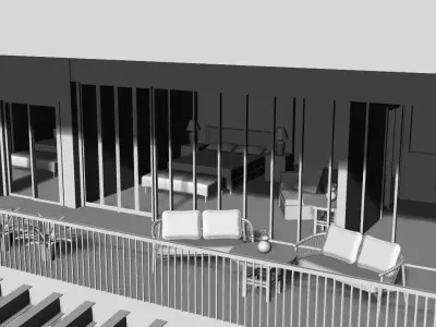 Contemporary Modern House Fully Furnished 3D print model