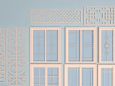 Windows collection beige 3D model