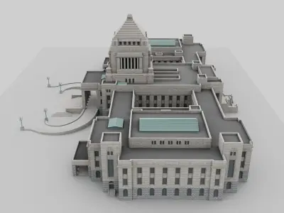 The National Diet Building Low-poly 3D model