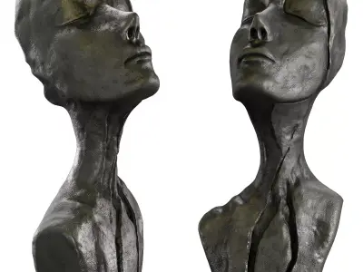 Sculpting a woman face towards the sky 3D model
