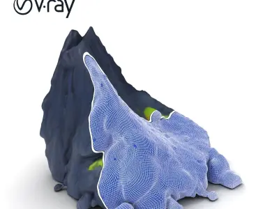 Rocky Cliff with Grass model pack Low-poly 3D model