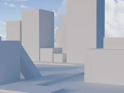 Destroyed City Environment Low-poly 3D model