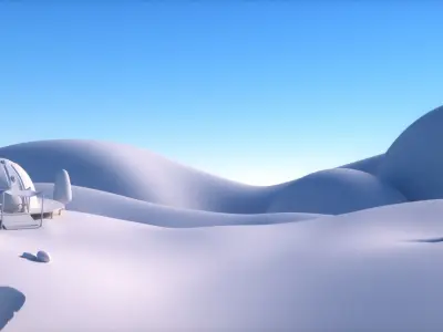 Cartoon forest cabin scene 3D model