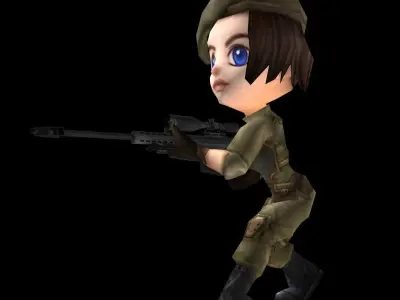 Animated Chibi Cartoon Soldiers Low-poly 3D model