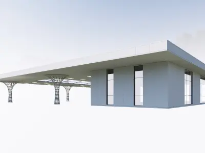 bus station Low-poly 3D model