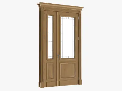 Door classic with glass double 02 3D model