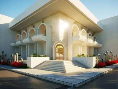 3D Architectural Model  Islamic Bank Low-poly 3D model