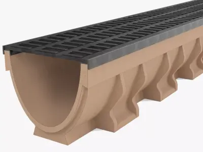 Channel  Drain with Metal Grate 3D model