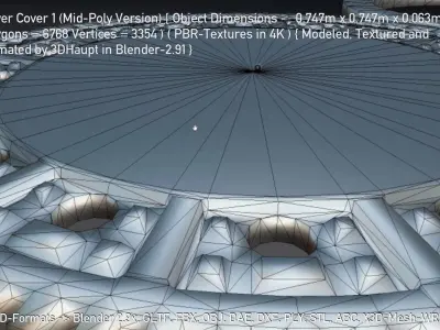 Sewer Cover 1 Mid-Poly Version Low-poly 3D model