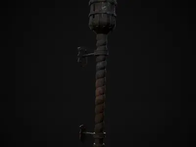 Medieval Spiral Wall Torch Low-poly 3D model