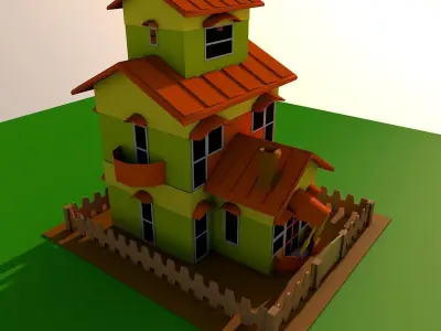 Low poly cartoon house  Low-poly 3D model