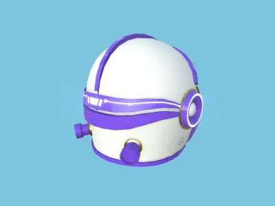 Astronaut Helmet 04 - Purple Gold - Character Design Fashion Low-poly 3D model