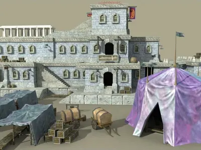 Medieval Marketplace Low-poly 3D model