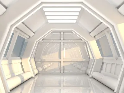Sci Fi Corridor Low-poly 3D model 16