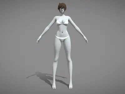 Base Mesh Pack - Stylized Female Rigged Low-poly 3D model