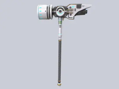 Scifi hammer Low-poly 3D model