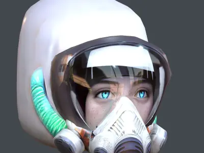 Gas mask helmet scifi character game space Low-poly 3D model