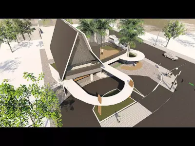 Commercial Complex 40x40m  2 Floors 1250 sqm  Skp File Only Low-poly 3D model