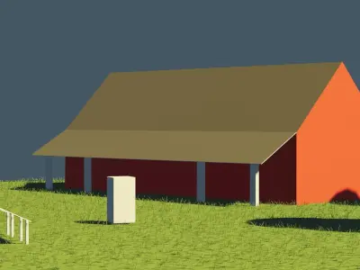 Farmland with barns and buildings Low-poly 3D model