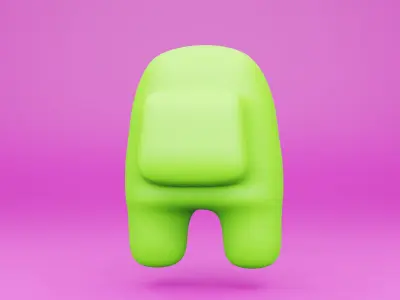 3D render Game Among Us light green body 3D model