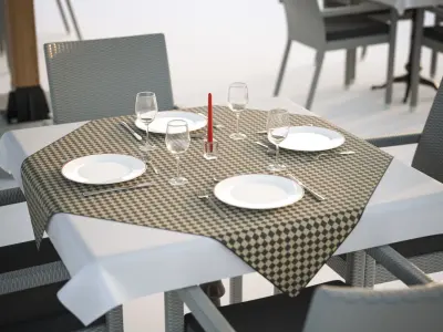 Outdoor restaurant tables 3D model