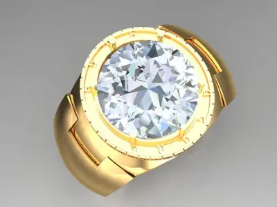 Light Gold Diamond Men Ring 2MR057 3D model