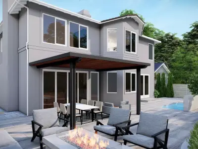 3D Exterior Scene 3D model design garden and landscape 3D model 3D model