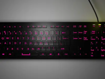 keyboard computer with neon lights Free low-poly 3D model