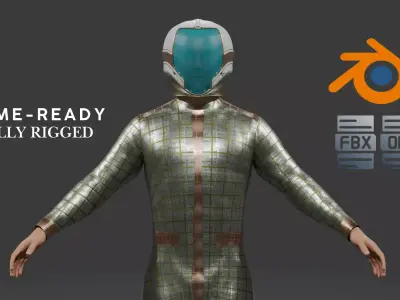 Astronaut Character 3D Model  Game-Ready and Fully Rigged Low-poly 3D model