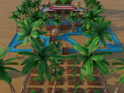 Coco Oasis Village  Stylized 3D Environment Pack Low-poly 3D model